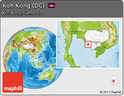 Physical Location Map of Koh Kong (DC), highlighted country