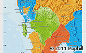 Physical Map of Koh Kong (DC), political outside