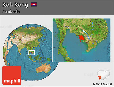 Satellite Location Map of Koh Kong
