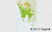 Physical Map of Koh Kong, lighten