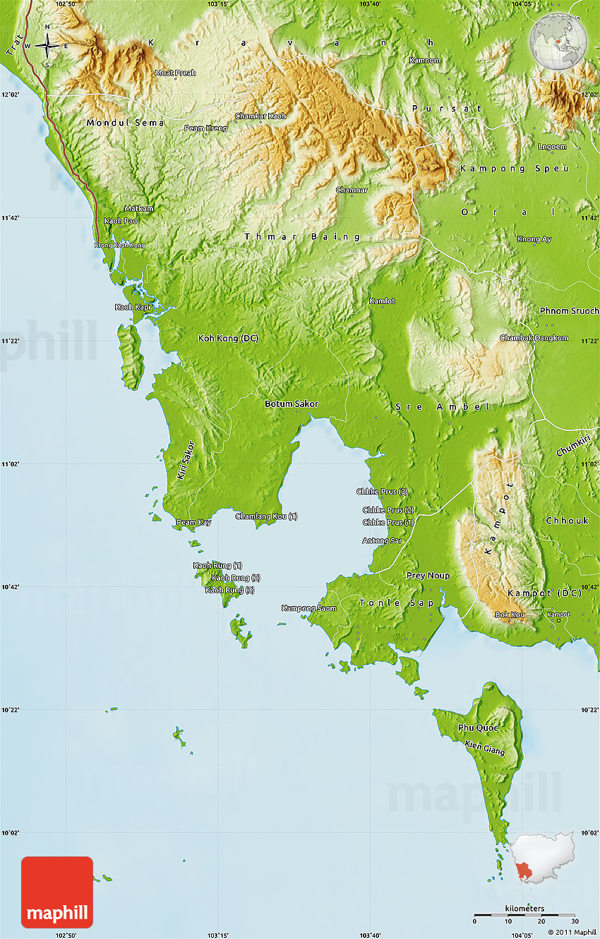 Koh Kong Province Map Physical Map Of Koh Kong