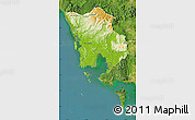Physical Map of Koh Kong, satellite outside