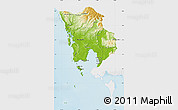 Physical Map of Koh Kong, single color outside