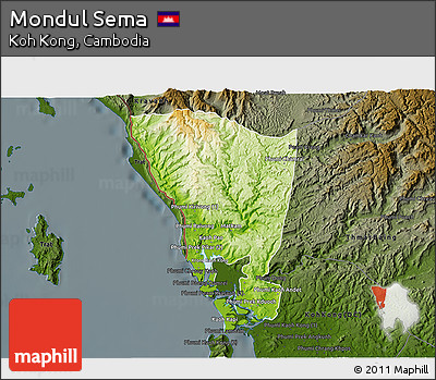 Physical 3D Map of Mondul Sema, darken