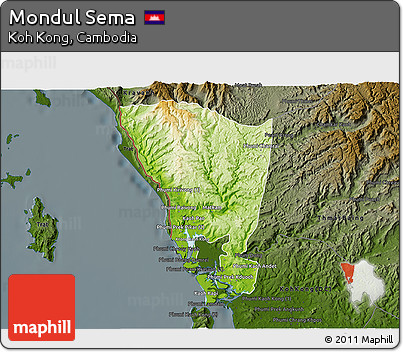 Physical 3D Map of Mondul Sema, darken