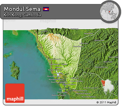 Physical 3D Map of Mondul Sema, satellite outside