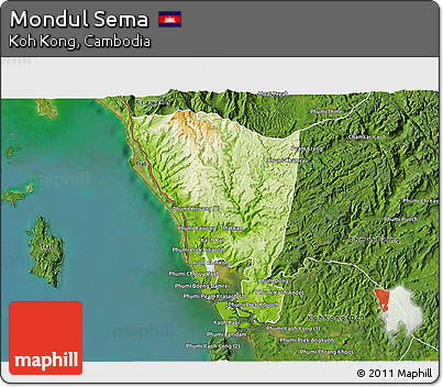 Physical 3D Map of Mondul Sema, satellite outside