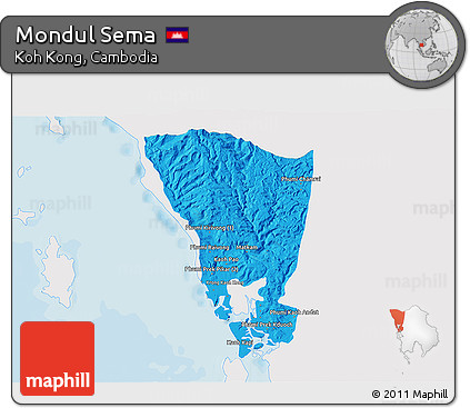 Political 3D Map of Mondul Sema, single color outside