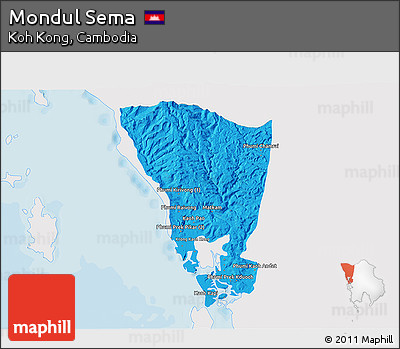 Political 3D Map of Mondul Sema, single color outside