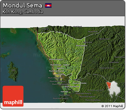 Satellite 3D Map of Mondul Sema, darken