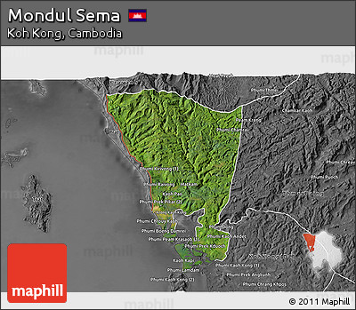 Satellite 3D Map of Mondul Sema, desaturated