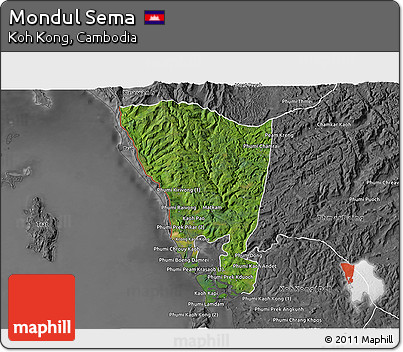 Satellite 3D Map of Mondul Sema, desaturated