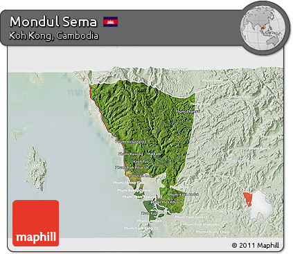Satellite 3D Map of Mondul Sema, lighten