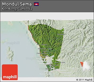 Satellite 3D Map of Mondul Sema, lighten