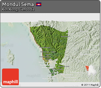 Satellite 3D Map of Mondul Sema, lighten