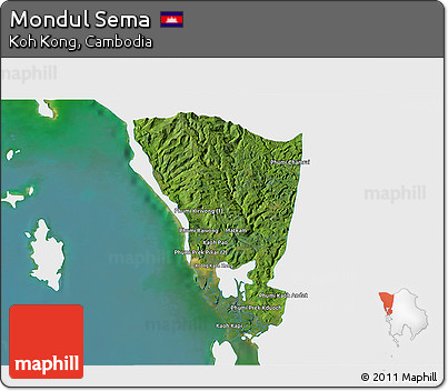 Satellite 3D Map of Mondul Sema, single color outside