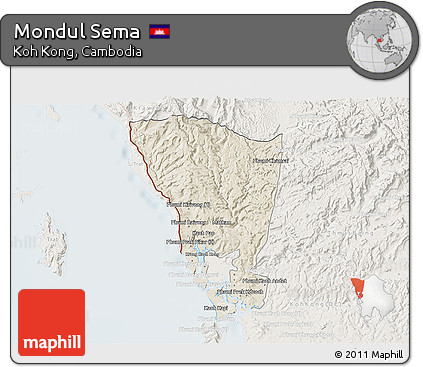 Shaded Relief 3D Map of Mondul Sema, lighten