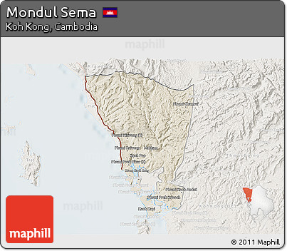 Shaded Relief 3D Map of Mondul Sema, lighten