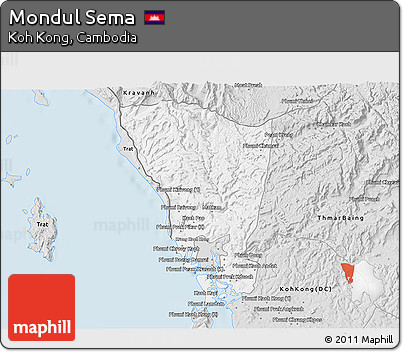 Silver Style 3D Map of Mondul Sema