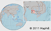 Gray Location Map of Mondul Sema, highlighted parent region, within the entire country, hill shading