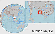 Gray Location Map of Mondul Sema, hill shading