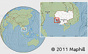Savanna Style Location Map of Mondul Sema, highlighted country, highlighted parent region, within the entire country, hill shading