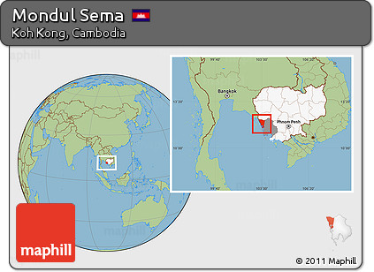 Savanna Style Location Map of Mondul Sema, highlighted country, highlighted parent region
