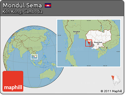 Savanna Style Location Map of Mondul Sema, highlighted country, highlighted parent region