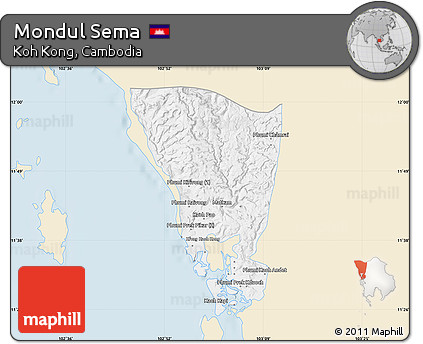 Classic Style Map of Mondul Sema, single color outside