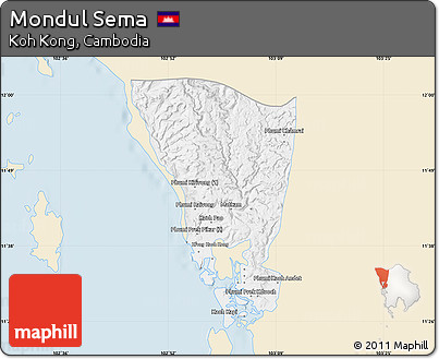 Classic Style Map of Mondul Sema, single color outside