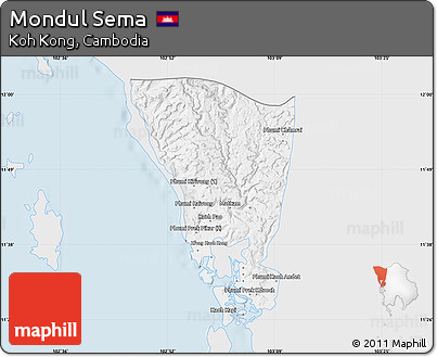 Silver Style Map of Mondul Sema, single color outside