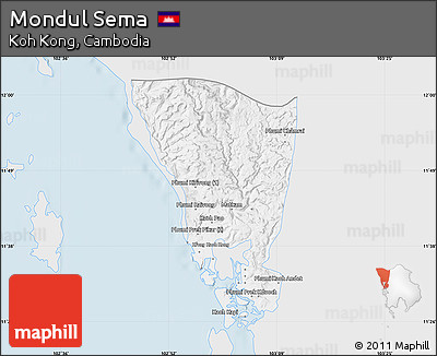 Silver Style Map of Mondul Sema, single color outside