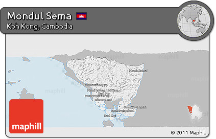 Gray Panoramic Map of Mondul Sema, single color outside