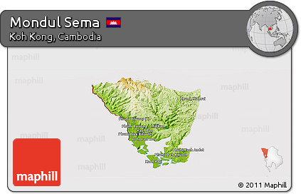 Physical Panoramic Map of Mondul Sema, cropped outside