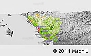 Physical Panoramic Map of Mondul Sema, desaturated