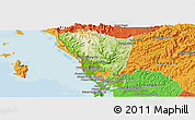 Physical Panoramic Map of Mondul Sema, political outside