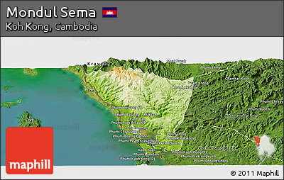 Physical Panoramic Map of Mondul Sema, satellite outside
