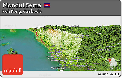 Physical Panoramic Map of Mondul Sema, satellite outside