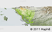 Physical Panoramic Map of Mondul Sema, semi-desaturated