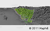 Satellite Panoramic Map of Mondul Sema, desaturated