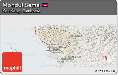 Shaded Relief Panoramic Map of Mondul Sema, lighten