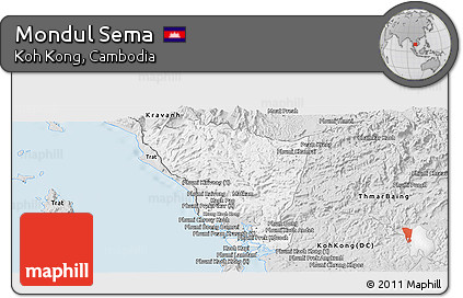 Silver Style Panoramic Map of Mondul Sema