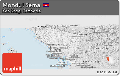 Silver Style Panoramic Map of Mondul Sema