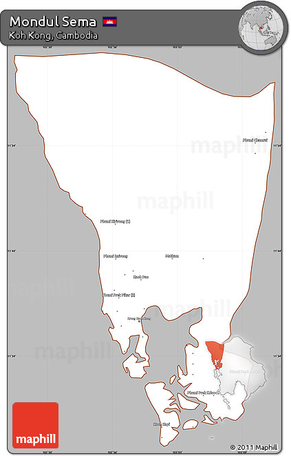 Gray Simple Map of Mondul Sema, cropped outside