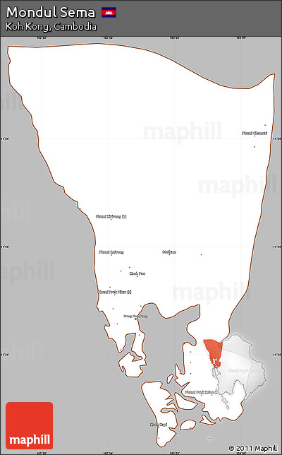 Gray Simple Map of Mondul Sema, cropped outside