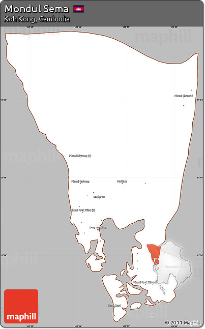 Gray Simple Map of Mondul Sema, cropped outside