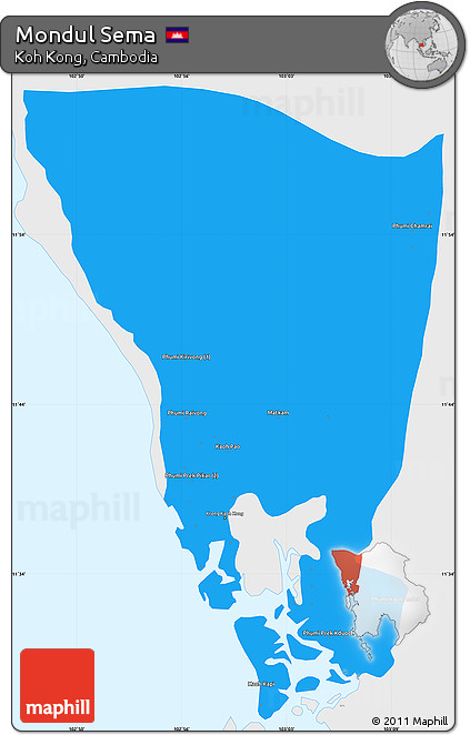 Political Simple Map of Mondul Sema, single color outside