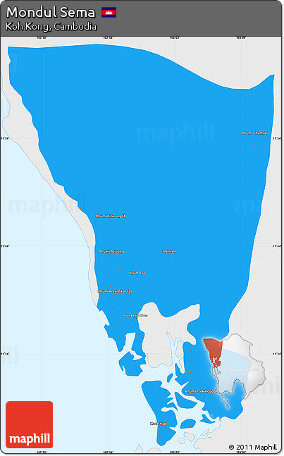 Political Simple Map of Mondul Sema, single color outside