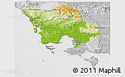 Physical Panoramic Map of Koh Kong, lighten, desaturated