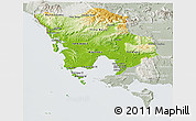 Physical Panoramic Map of Koh Kong, lighten, semi-desaturated